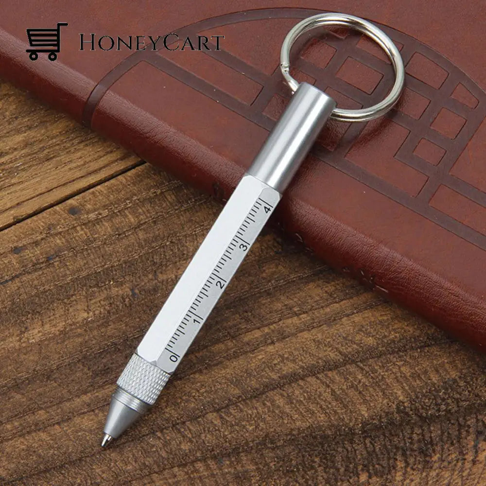Multifunctional Touch Screen Keychain Screw Driver Pen White Round Pen Pens