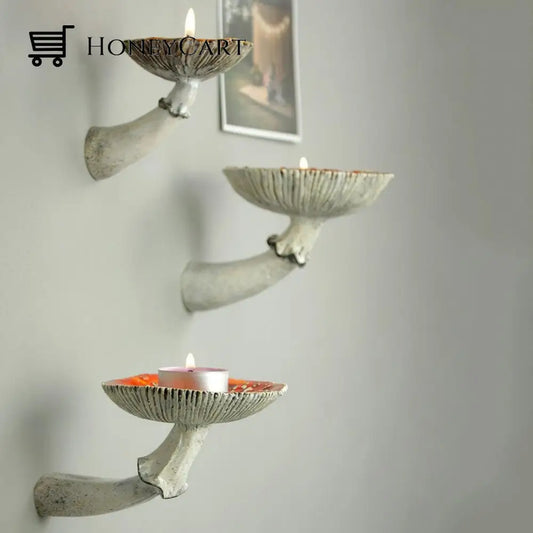 Mushroom Shape Floating Resin Wall Shelf Decor