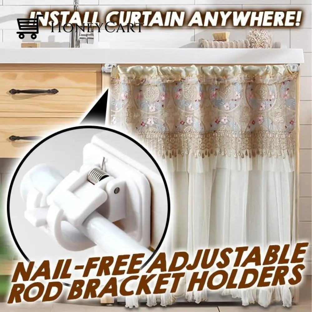 Nail-Free Adjustable Rod Bracket Holders(Set Of 2)