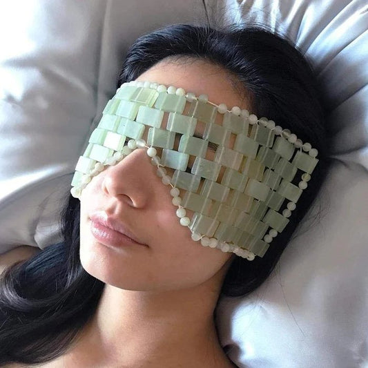 Natural Jade Eye Mask - Rose Quartz Eye Mask Massager, Sleeping Mask, Anti-Aging Hot or Cold Stone Eye Mask