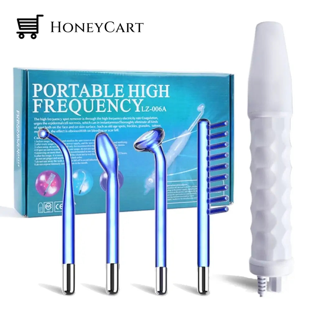 Ne+Ar High Frequency Facial Machine Electrotherapy Wands Wrinkles Remover Blue Light - Box Cleansing