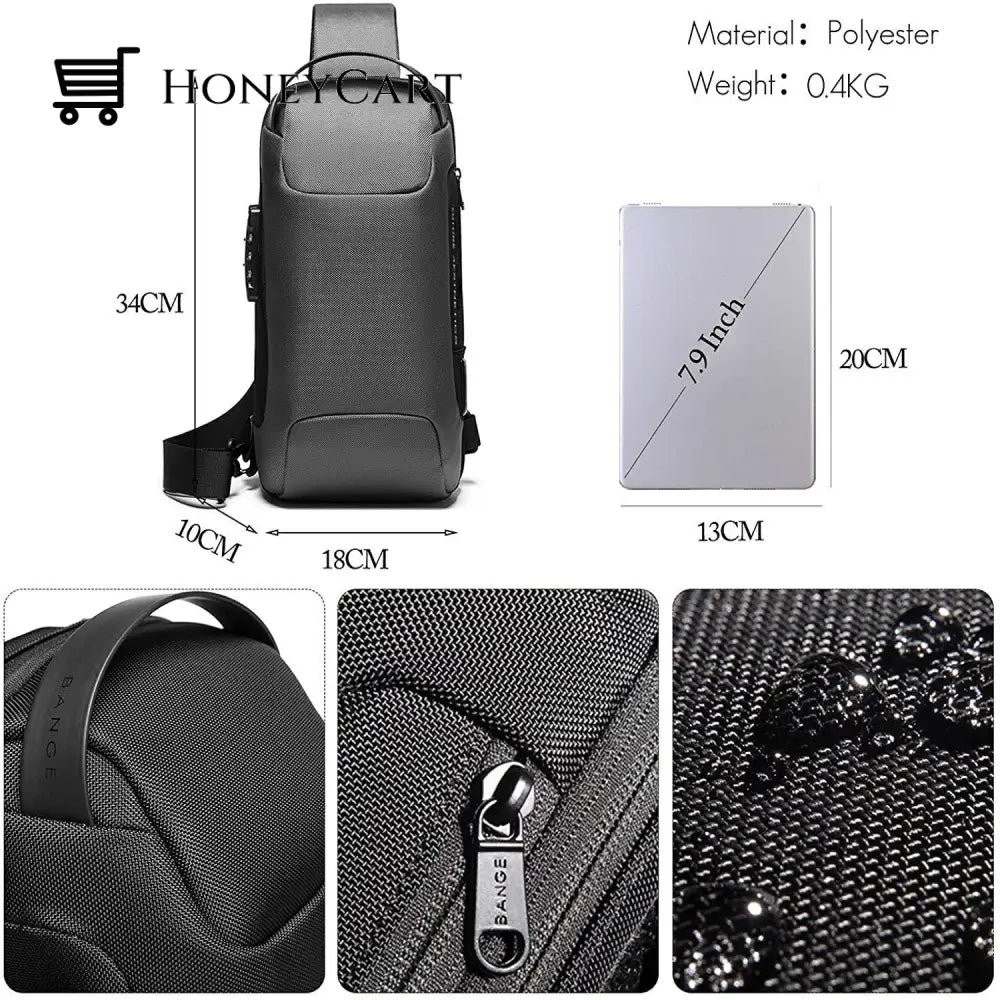 New Carbon Fiber Streamline Anti-Theft Sling Bag Man-Bag