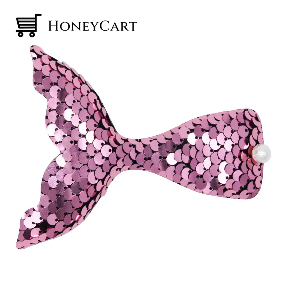 New Cartoon Mermaid Tail Sequined Duckbill Clip Pink / Tool