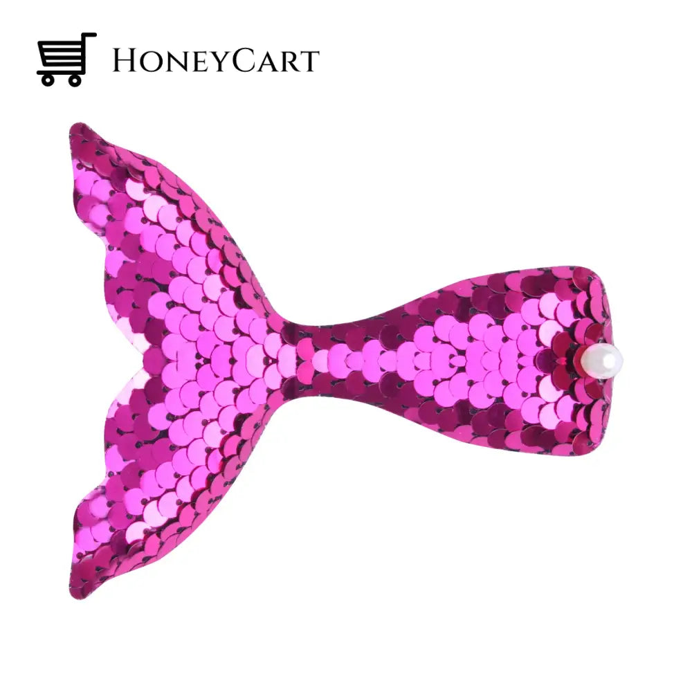 New Cartoon Mermaid Tail Sequined Duckbill Clip Rose Red / Tool