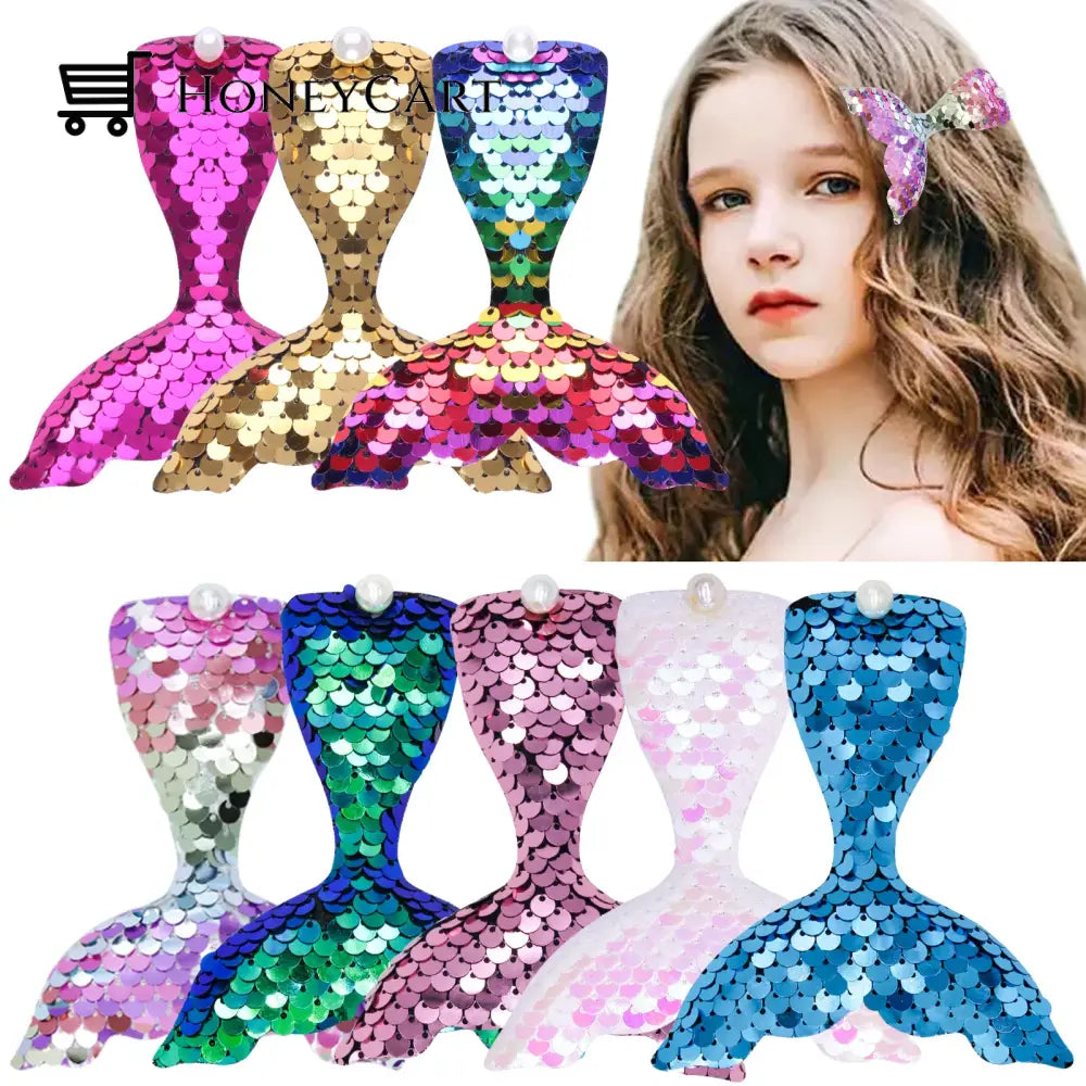 New Cartoon Mermaid Tail Sequined Duckbill Clip Tool