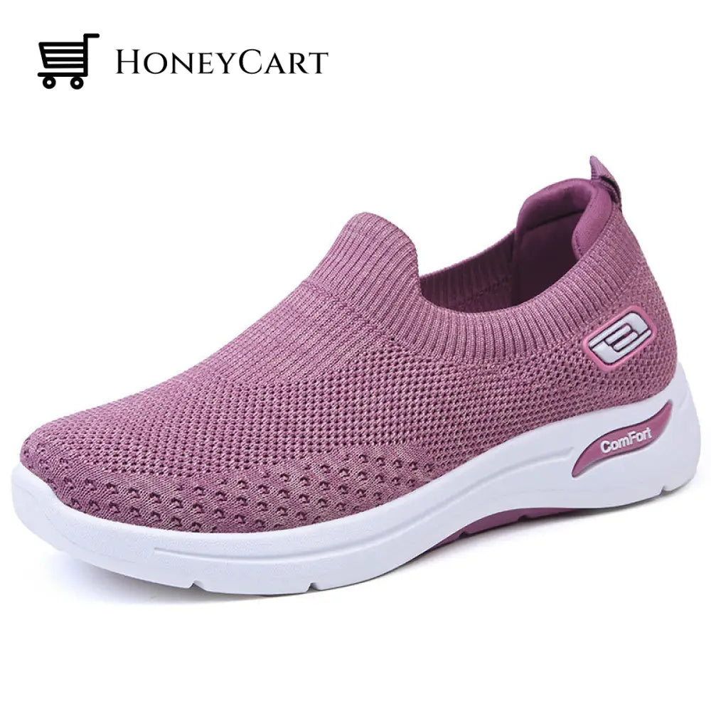 New Casual Soft Bottom Socks Sneakers For Women S 1 Purple / 36 Cj