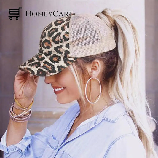 New Mesh Cross Outout Ponytail Baseball Cap