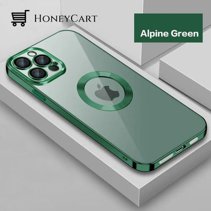 New Version 2.0 Transparent Electroplated Phone Case With Camera Protector Alpine Green / For 14 Pro