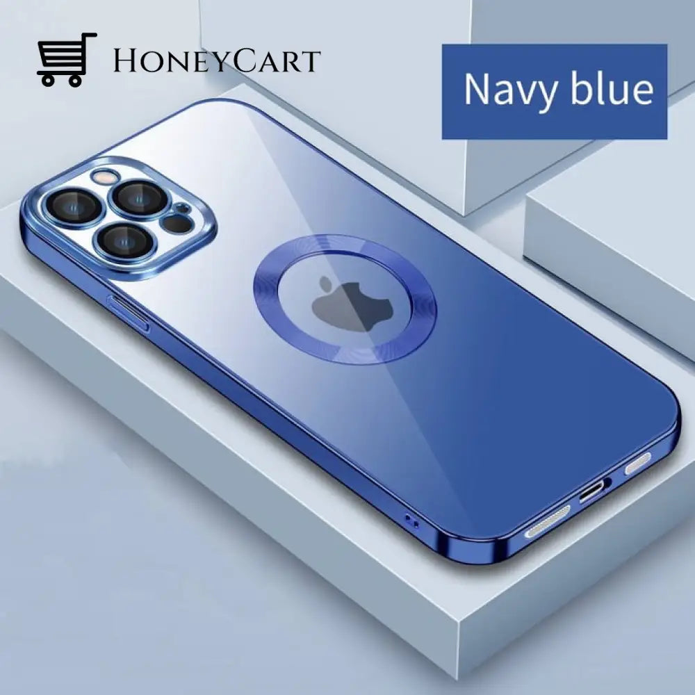 New Version 2.0 Transparent Electroplated Phone Case With Camera Protector Apple Blue / For 14 Pro