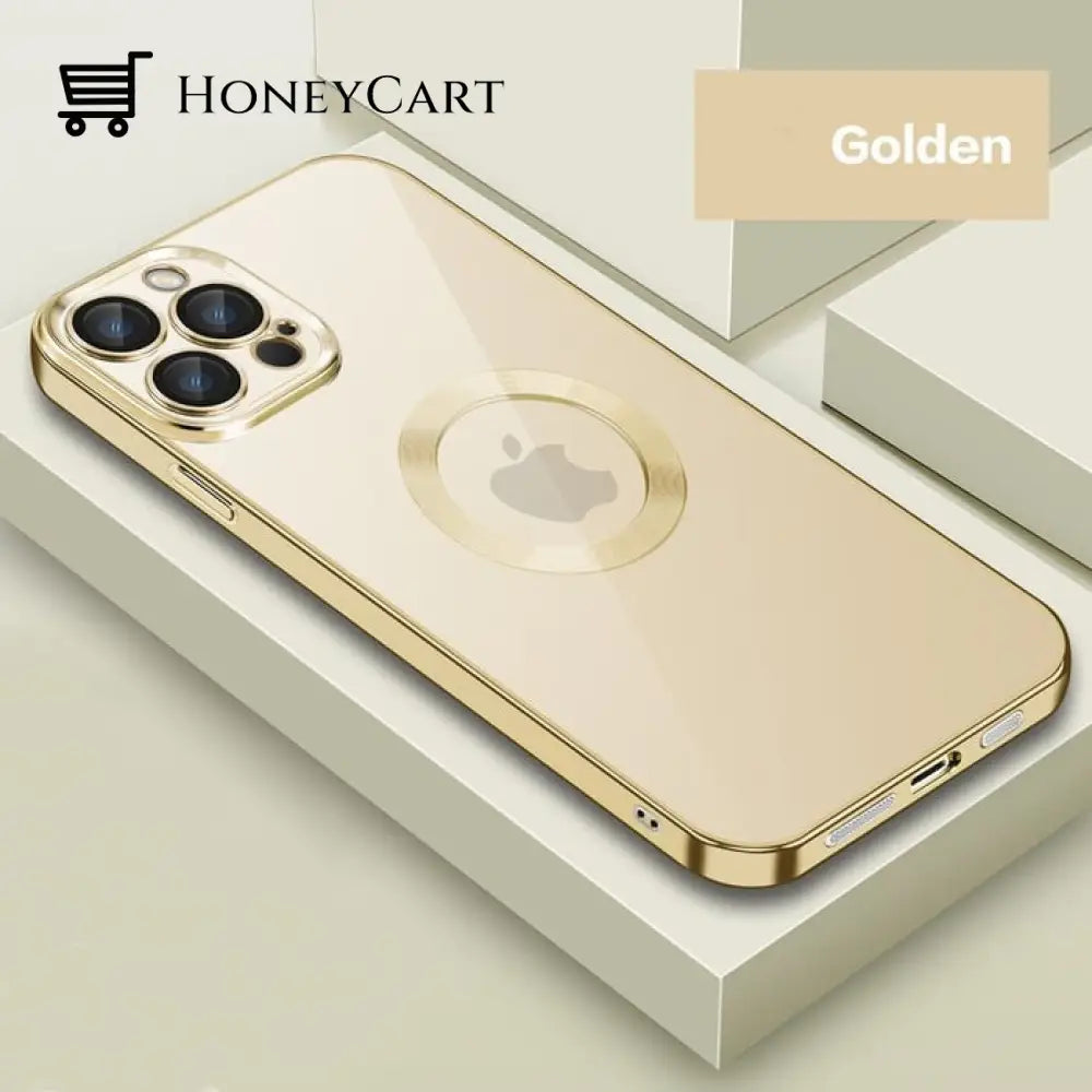 New Version 2.0 Transparent Electroplated Phone Case With Camera Protector Golden / For 14 Pro Max