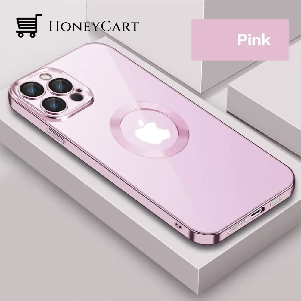 New Version 2.0 Transparent Electroplated Phone Case With Camera Protector Pink / For 14 Pro Max