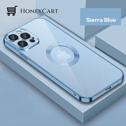 New Version 2.0 Transparent Electroplated Phone Case With Camera Protector Sierra Blue / For 14 Pro