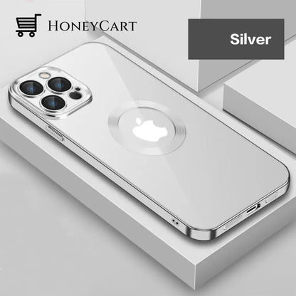 New Version 2.0 Transparent Electroplated Phone Case With Camera Protector Silver / For 14 Pro Max