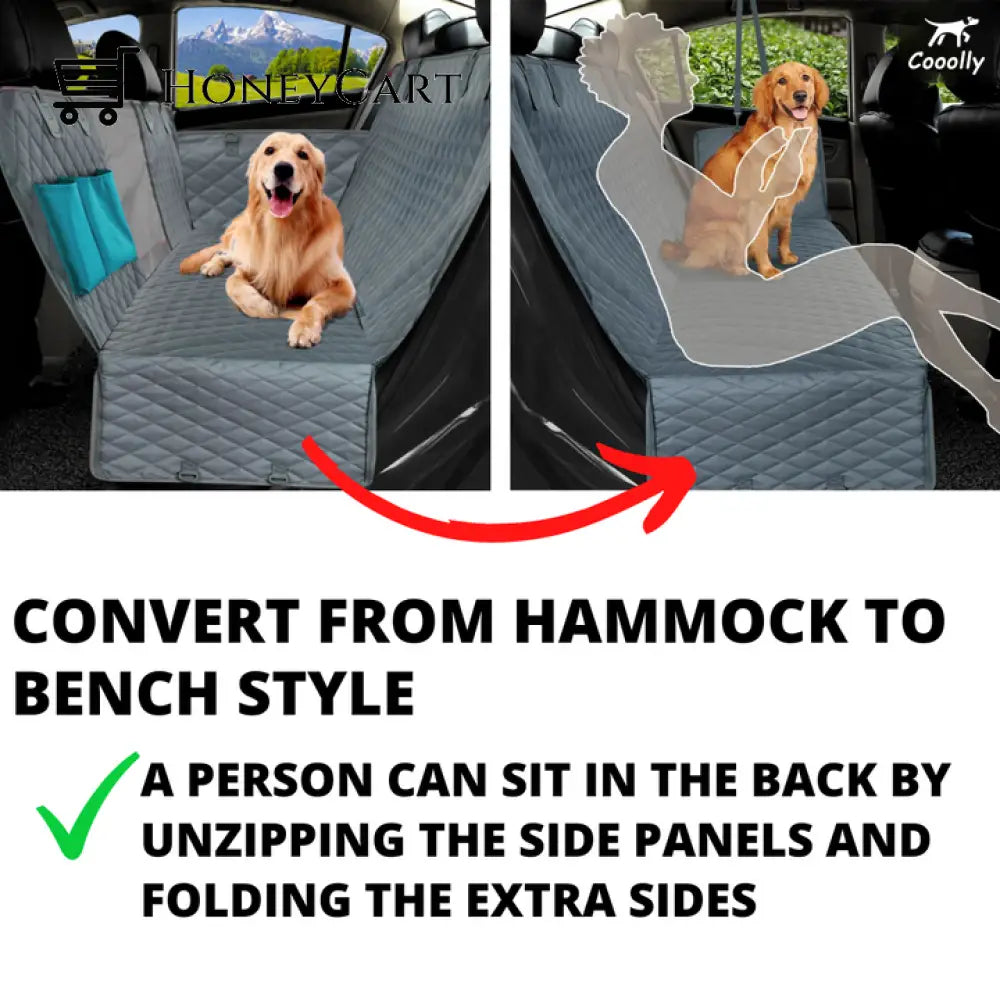 New Waterproof Non-Slip Car Seat Hammock Cover With Pockets Side Flaps Headrest Straps Seat-Anchors