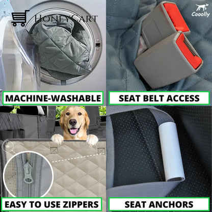 New Waterproof Non-Slip Car Seat Hammock Cover With Pockets Side Flaps Headrest Straps Seat-Anchors