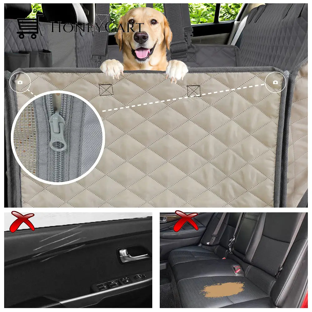 New Waterproof Non-Slip Car Seat Hammock Cover With Pockets Side Flaps Headrest Straps Seat-Anchors