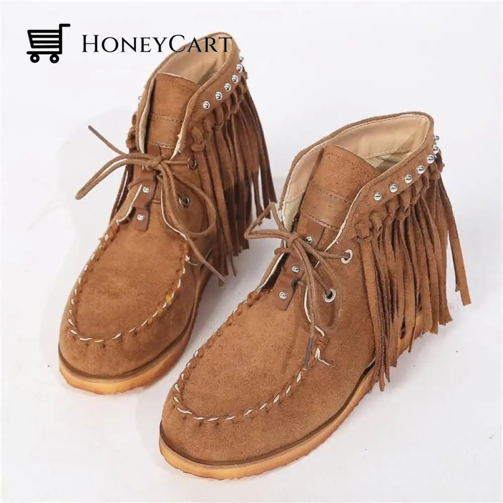 Newly New Womens Suede Retro Ankle Boots Luxury Matte Shoes With Tassel Fashionable Orthopedic &