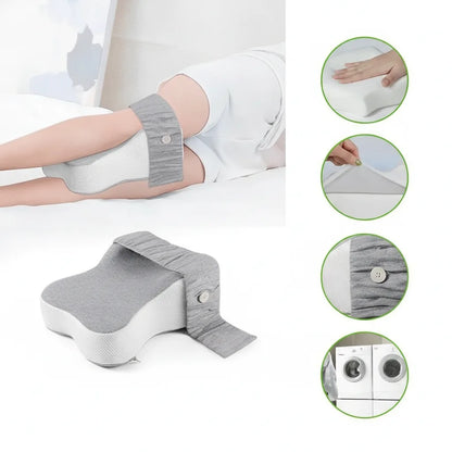 Memory Foam Knee Pillow with Half Moon Contour and Washable Cover