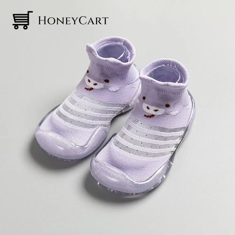 Non Slip Baby Shoe Socks Purple / Shoe Inside Length 11.5Cm Tool