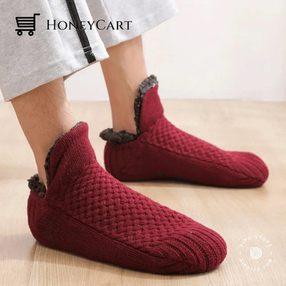 Non-Slip Winter Woolen Socks Hot Sale Wine Red 2 / 35-39(24Cm) Gift Ideas