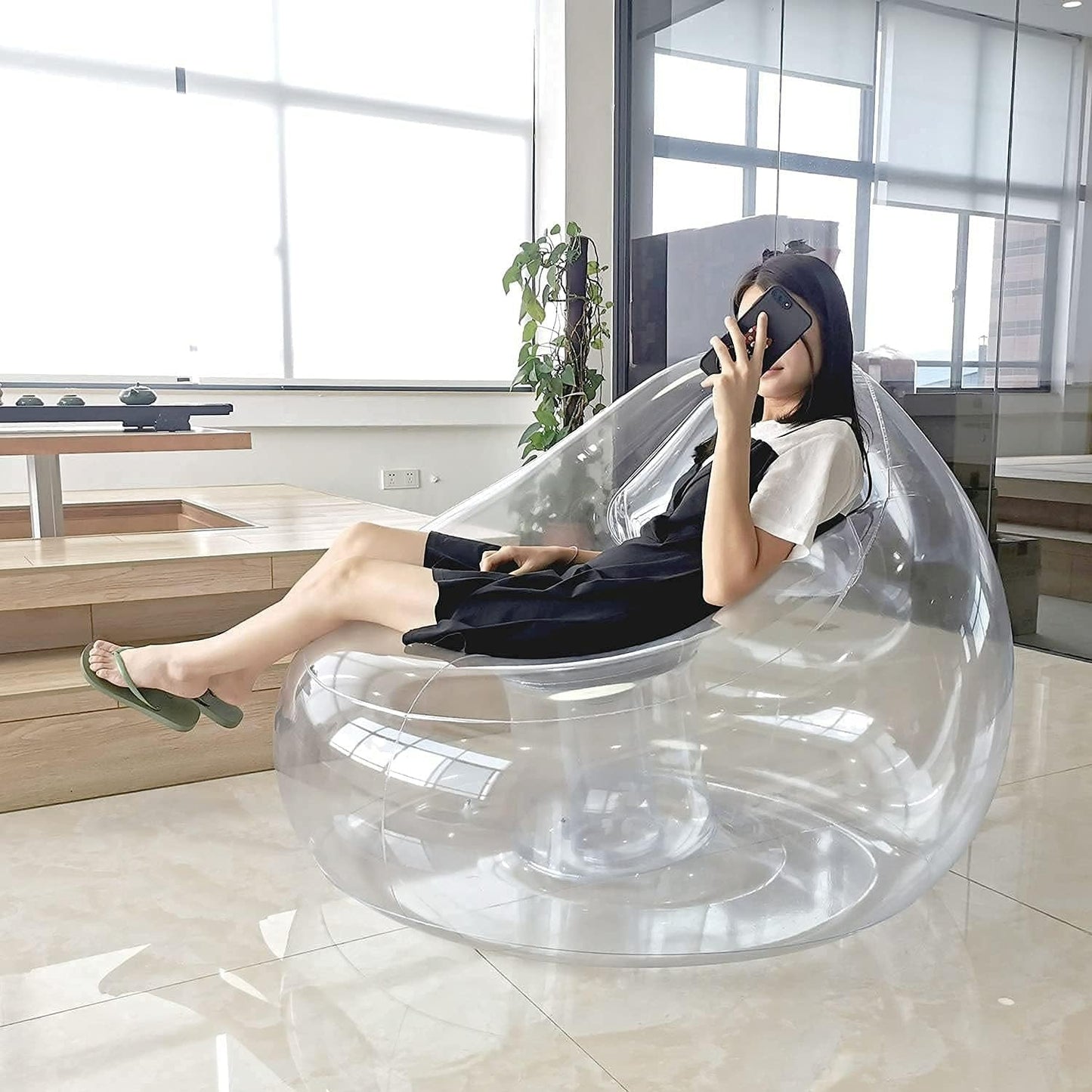 Nordic Style Inflatable Transparent Sofa - Blow Up Couch  Bag Lazy Sofa Chair