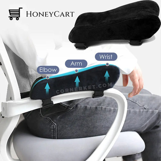 Oblo Office Chair Memory Foam Armrest Pads 1Pcs Curved Large Black & Sofa Cushions