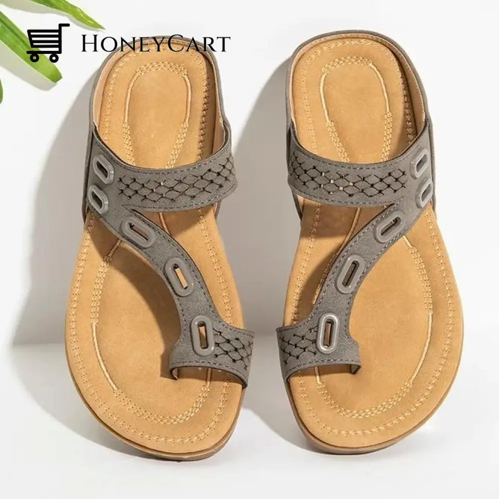 Ocw Woman Orthopedic 3 Arches-Support Comfy Premium Summer Slippers Gray / 5.5 Shoes & Sandals