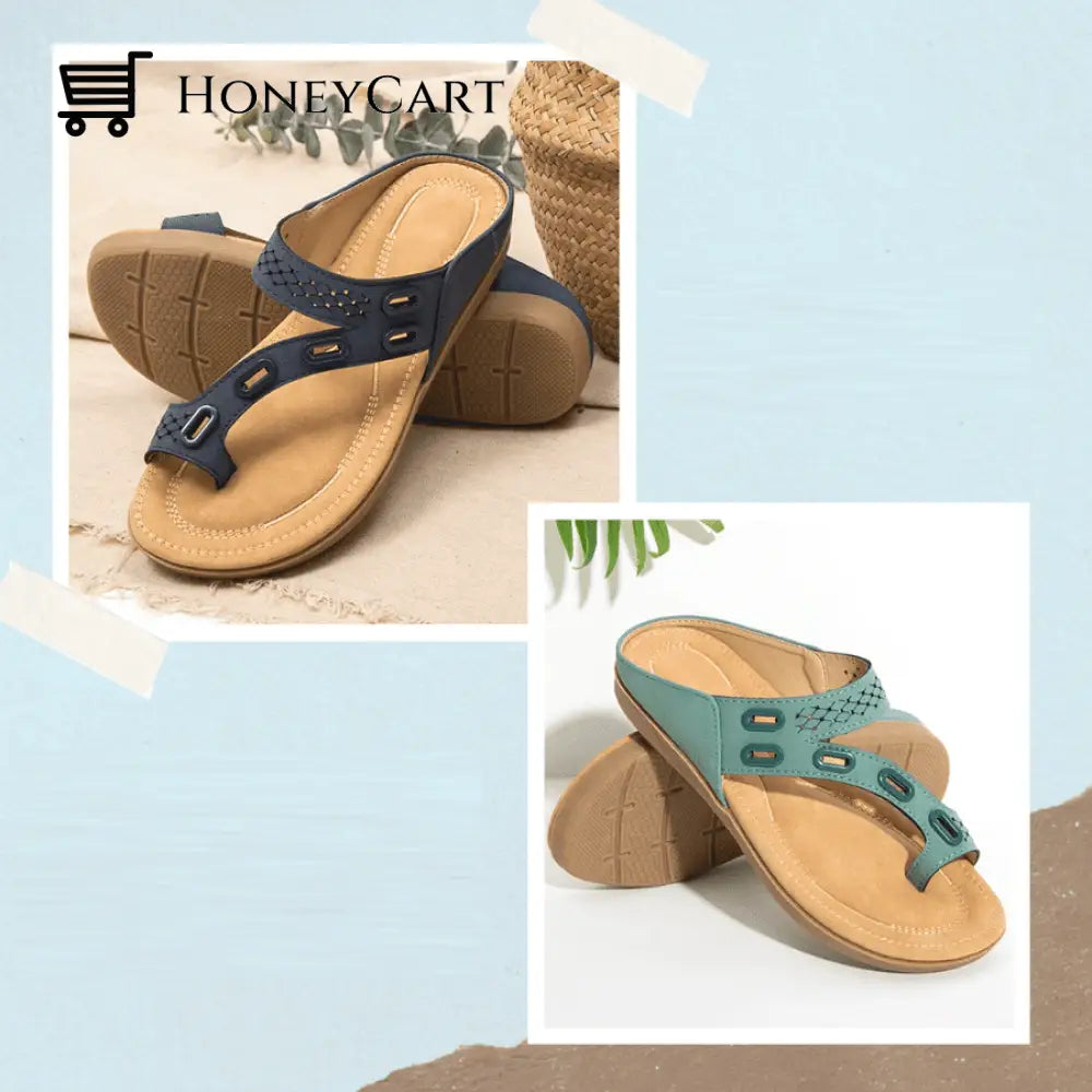 Ocw Woman Orthopedic 3 Arches-Support Comfy Premium Summer Slippers Set 2 (Blue + Green) / 5.5 Shoes