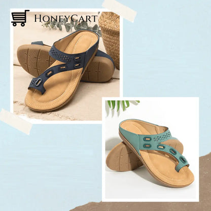Ocw Woman Orthopedic 3 Arches-Support Comfy Premium Summer Slippers Set 2 (Blue + Green) / 5.5 Shoes