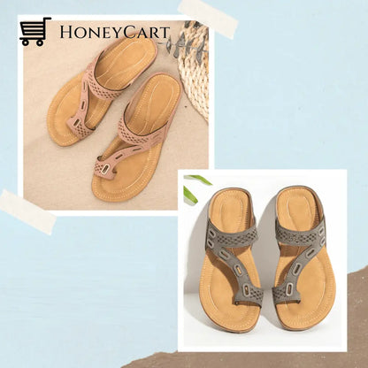 Ocw Woman Orthopedic 3 Arches-Support Comfy Premium Summer Slippers Set 2 (Gray + Pink) / 5.5 Shoes