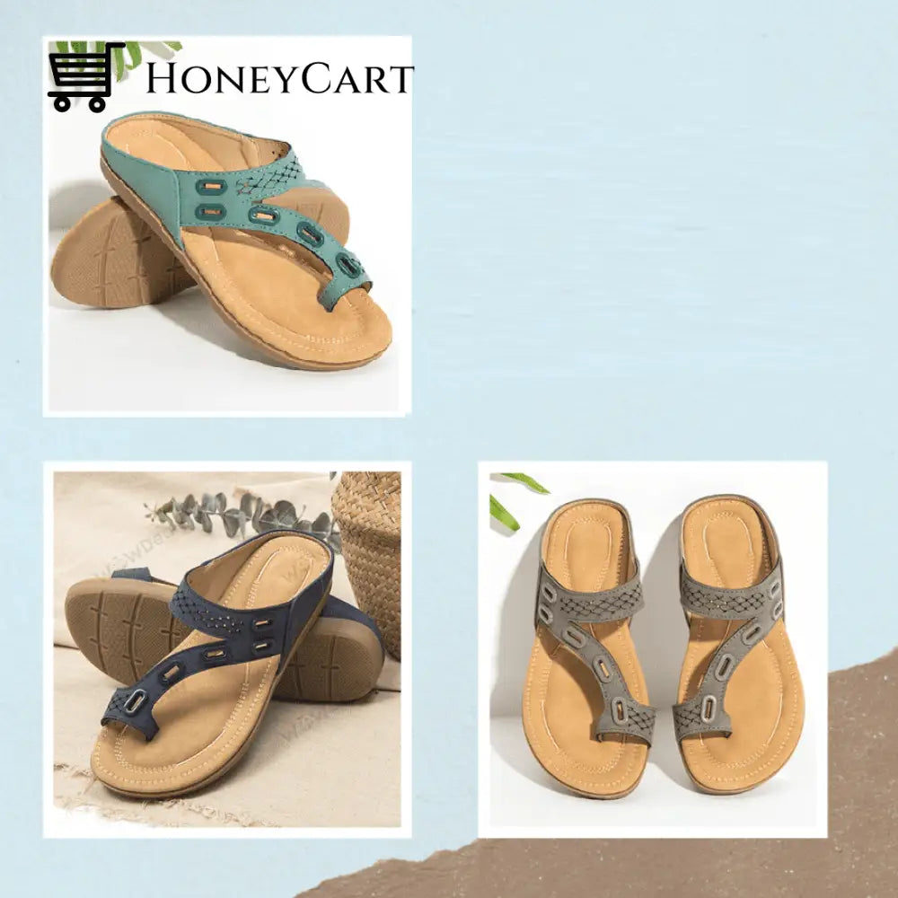 Ocw Woman Orthopedic 3 Arches-Support Comfy Premium Summer Slippers Set (Blue + Gray Green) / 5.5