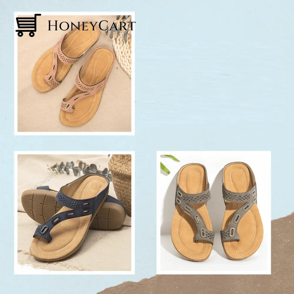 Ocw Woman Orthopedic 3 Arches-Support Comfy Premium Summer Slippers Set (Blue + Gray Pink) / 5.5