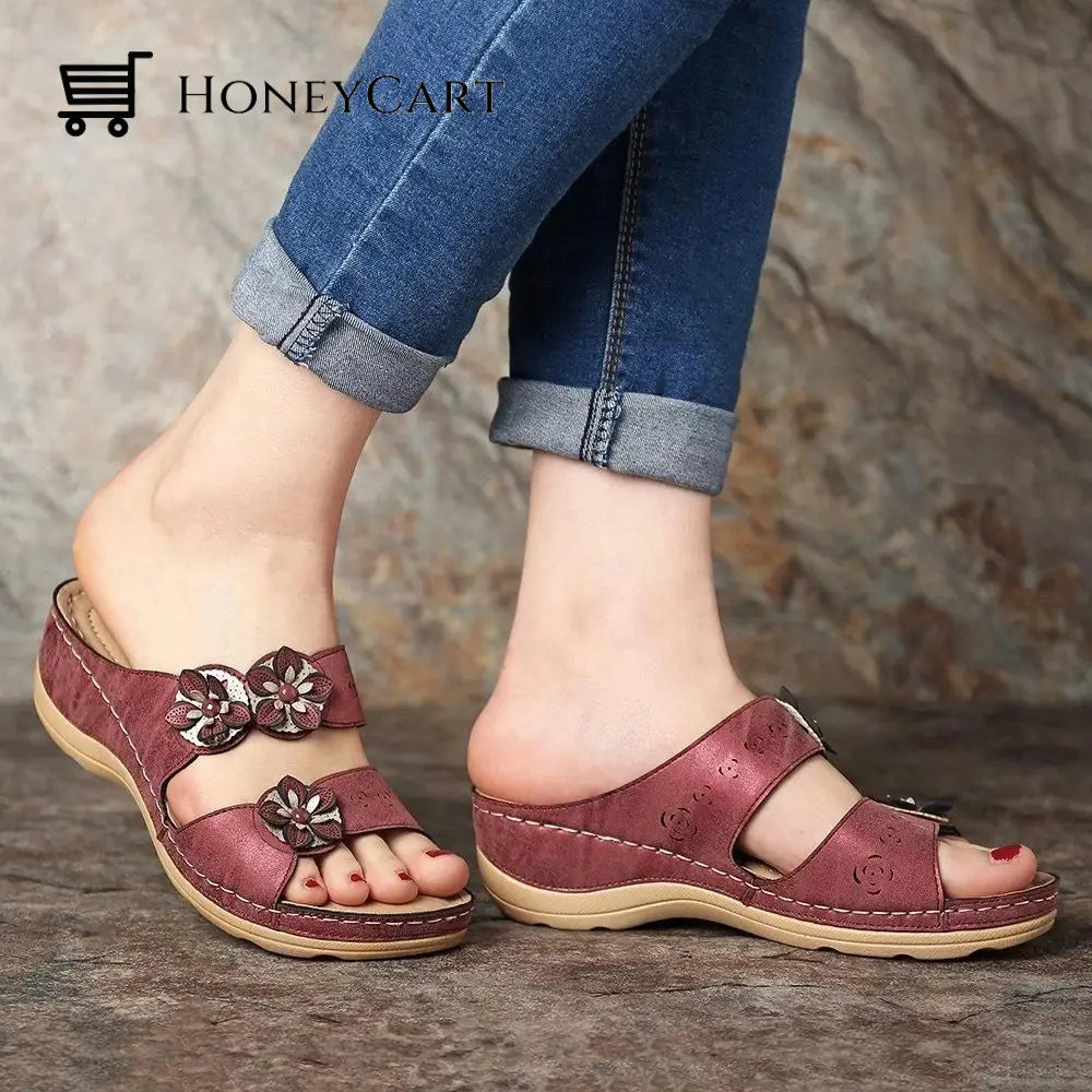 Open Toe Fancy Flower Orthopedic Arch-Support Women Sandals Paris Design 2023 New Version Shoes &