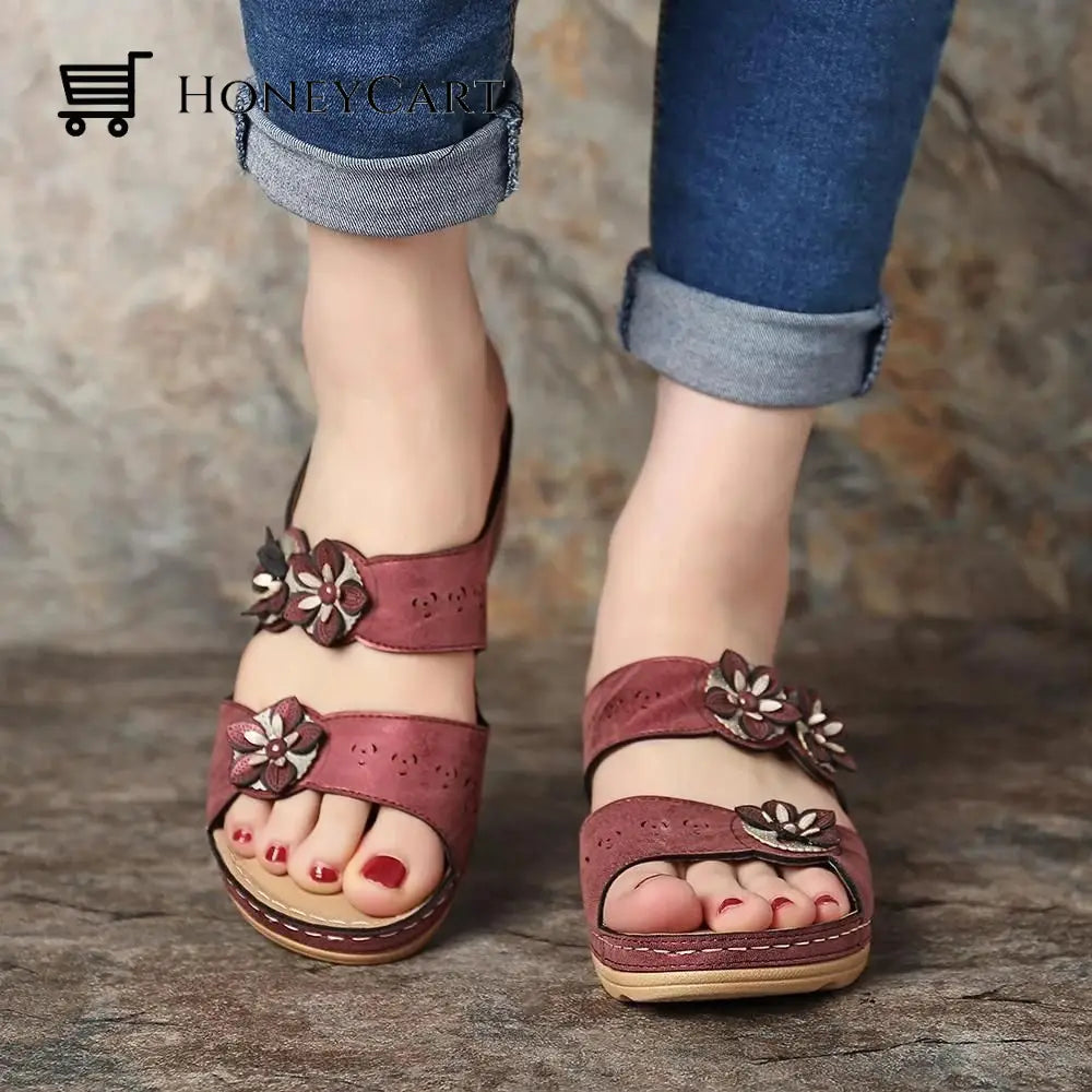 Open Toe Fancy Flower Orthopedic Arch-Support Women Sandals Paris Design 2023 New Version Shoes &