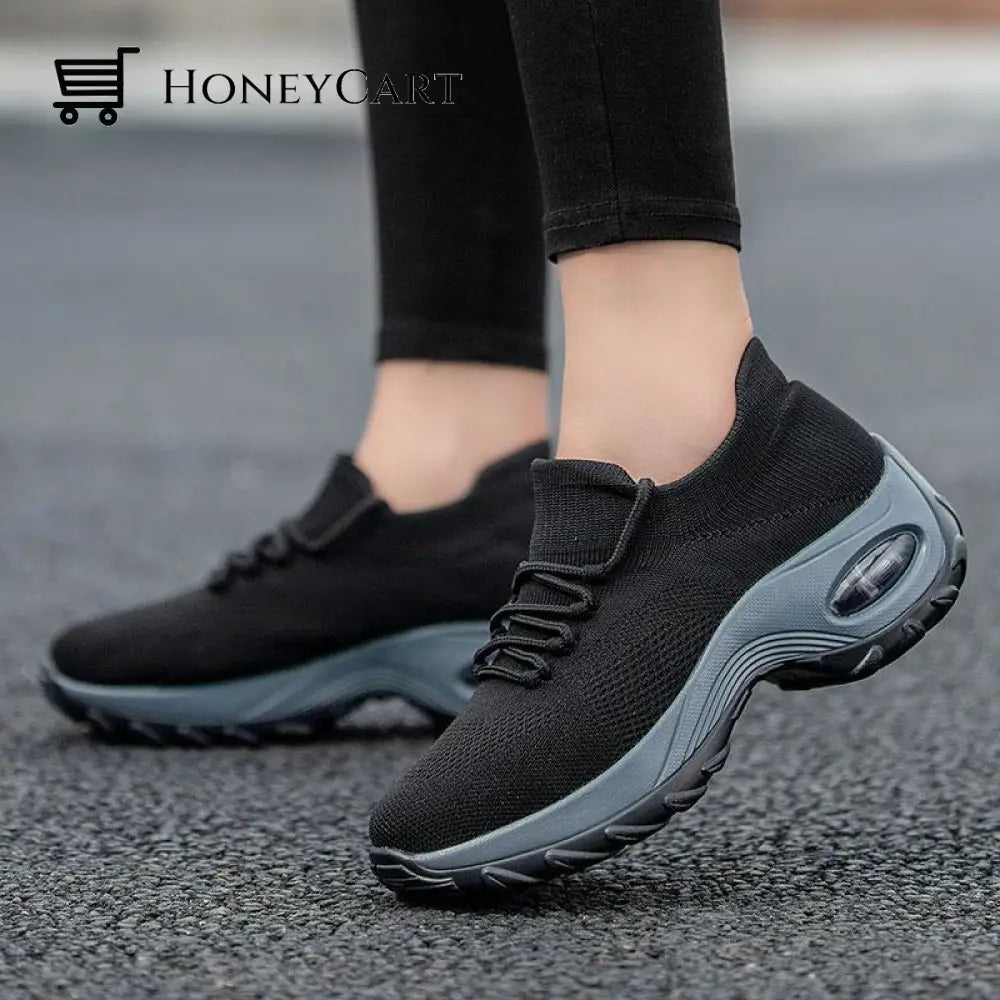 Orthopedic Walking Shoes Platform Sneakers For Women Black / 5