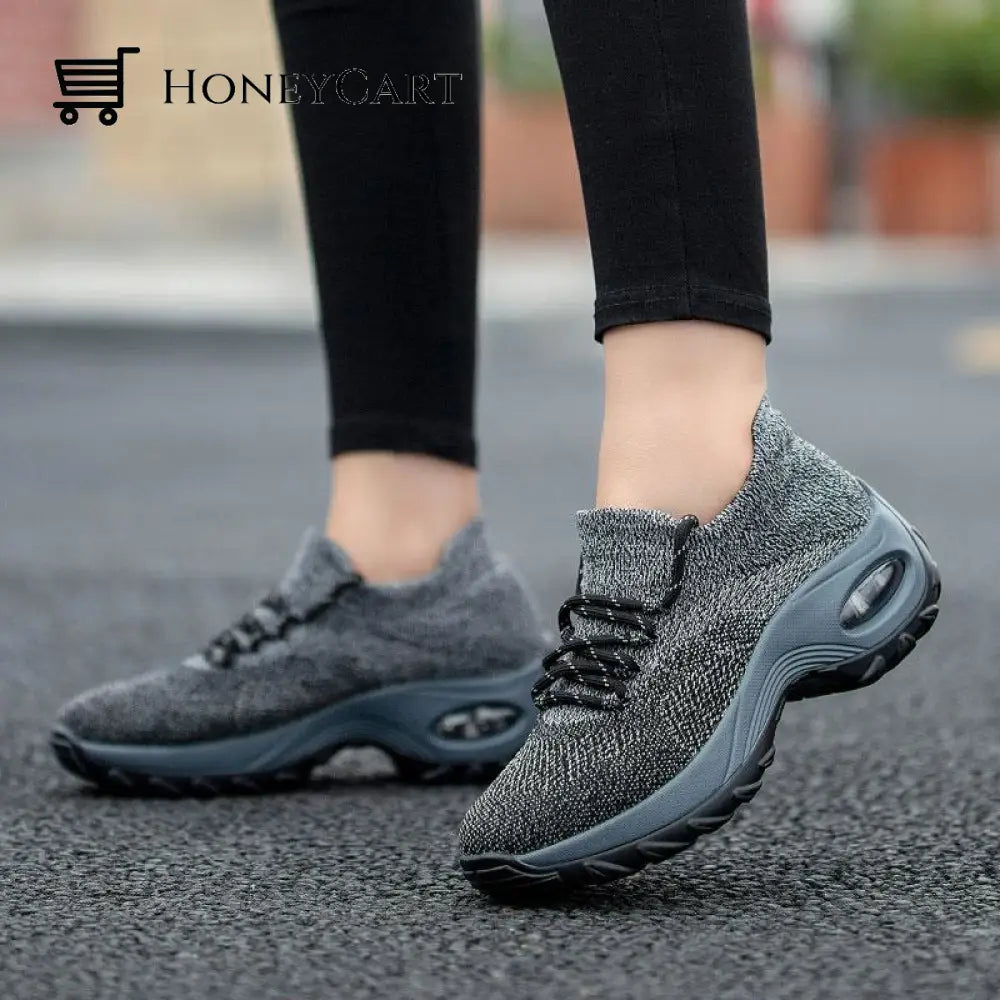 Orthopedic Walking Shoes Platform Sneakers For Women Gray / 5