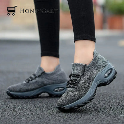 Orthopedic Walking Shoes Platform Sneakers For Women Gray / 5