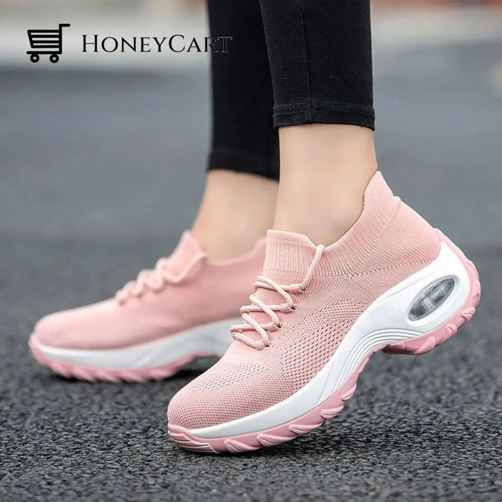 Orthopedic Walking Shoes Platform Sneakers For Women Pink / 5