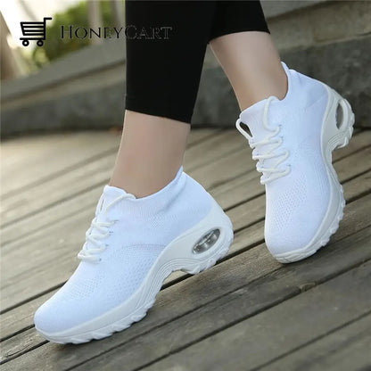 Orthopedic Walking Shoes Platform Sneakers For Women White / 5