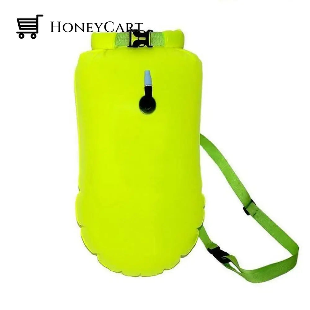 Outdoor Safety Swimming Buoy - Float Bag With Waist Belt Green (No Air) Swim Belts