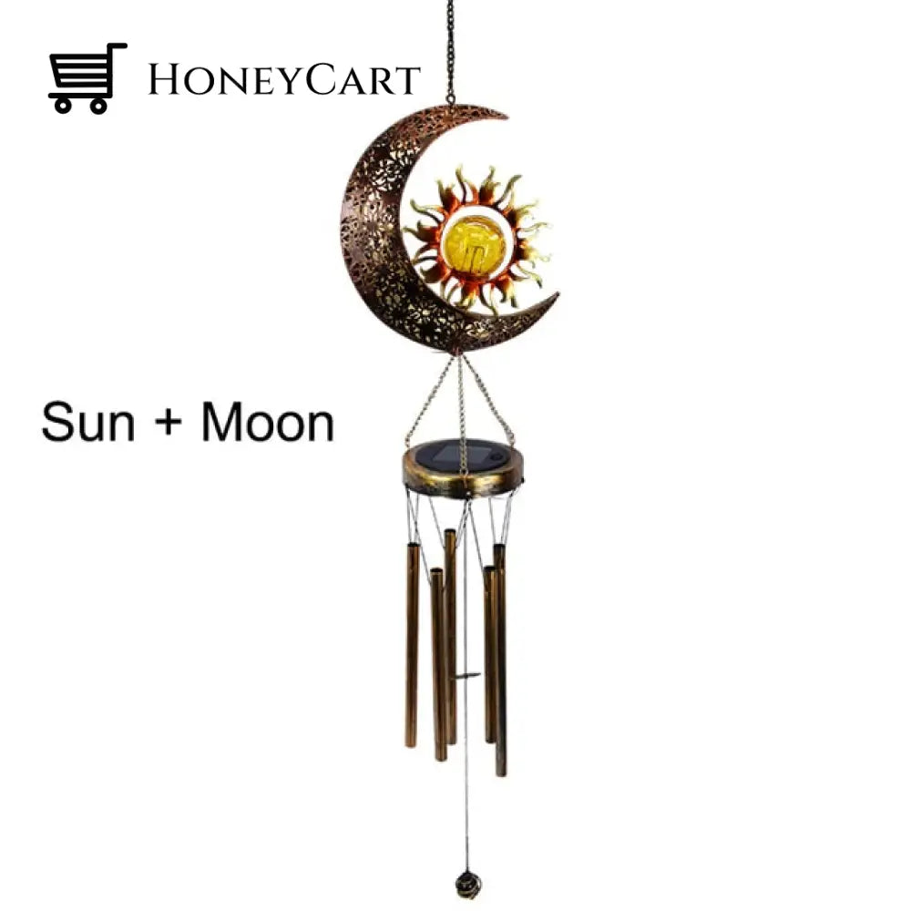 Outdoor Wind Chimes Solar Lights Sun And Moon