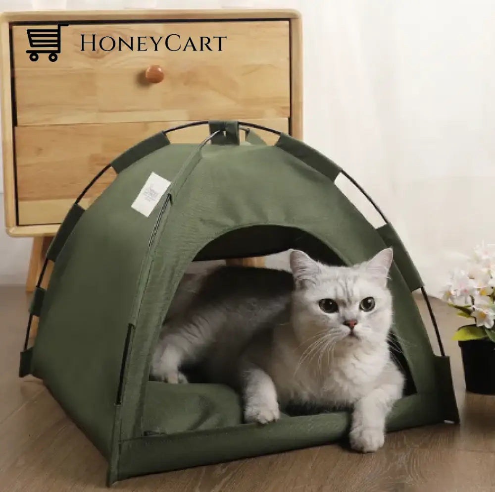 Pet Tent Bed Cats House Olive / Small 35X35Cm