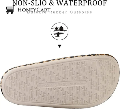 Pillow Sandals Slides For Women Leopard Print Non-Slip Cloud Fp-Shoes