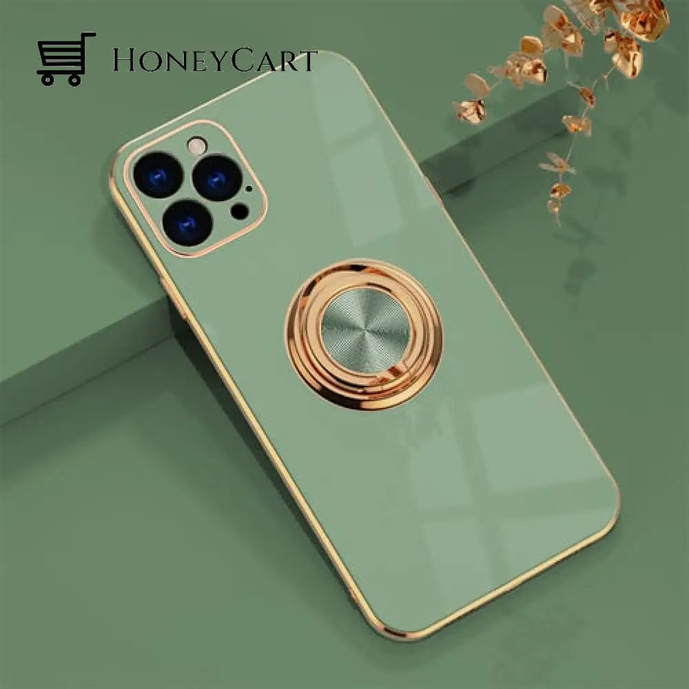 Plated Iphone Case With Metal Ring Green / For 13 Pro Max