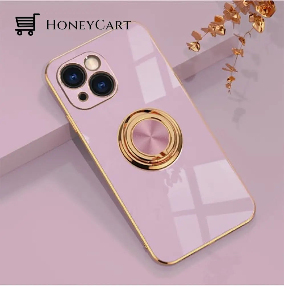 Plated Iphone Case With Metal Ring Purple / For 13 Pro Max