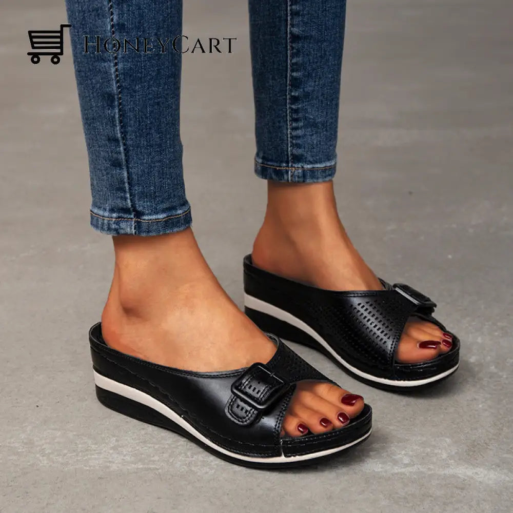 Platform Sandals With Wedge Heels Black / 35