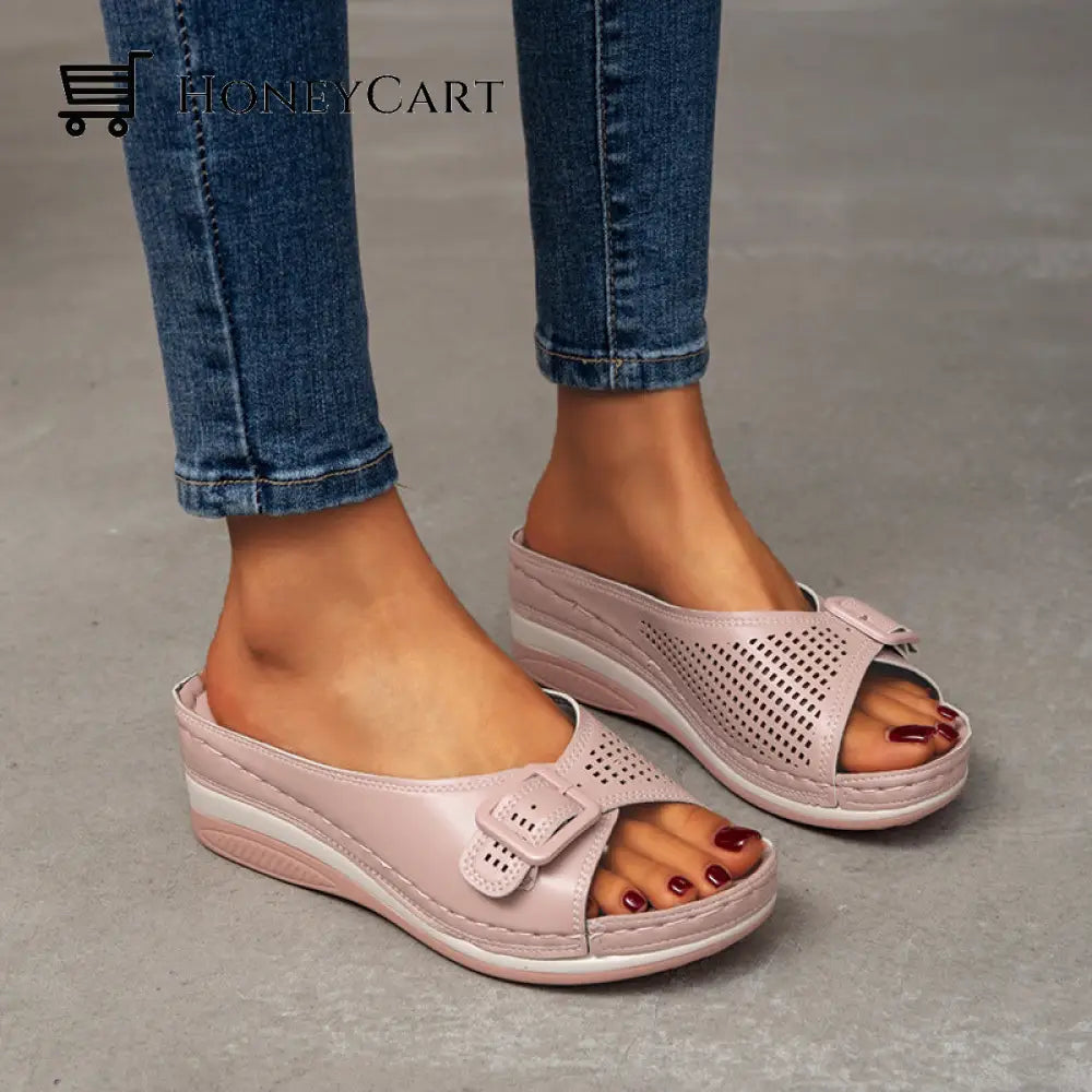 Platform Sandals With Wedge Heels Pink / 35