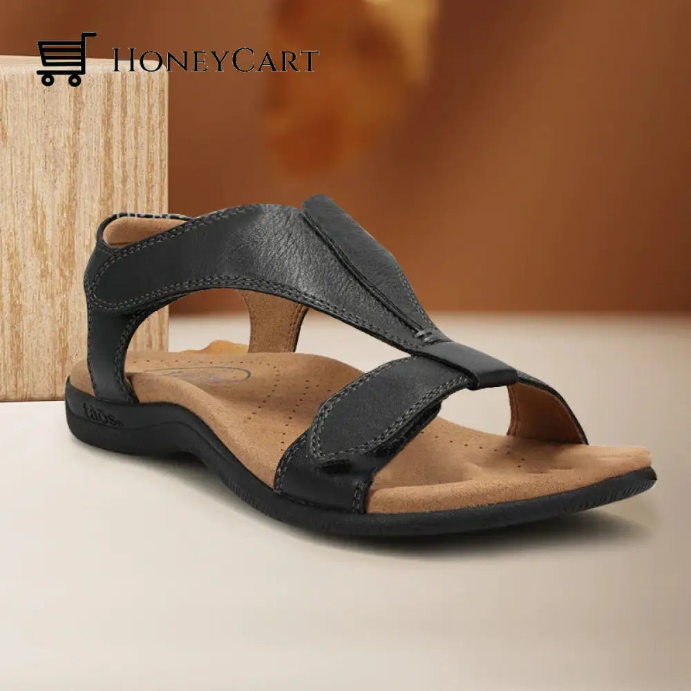Platform Wedge Velcro Strap Sandals Black / 35