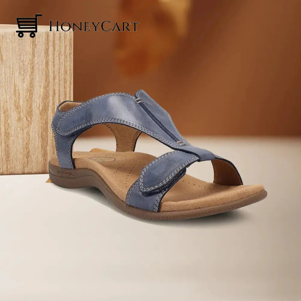Platform Wedge Velcro Strap Sandals Blue / 35