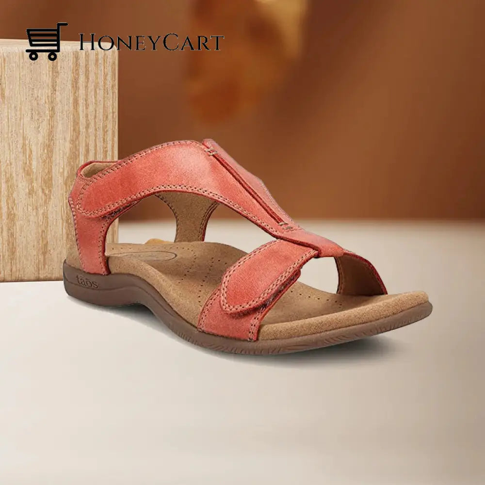Platform Wedge Velcro Strap Sandals Red / 35